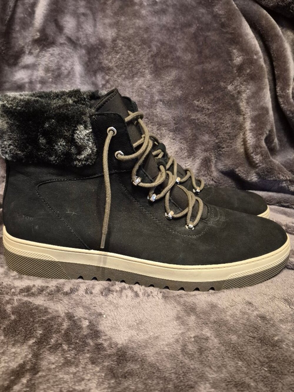 Dr Scholls Original Collection Trimmed Winter Booties Sz 11 Dark Gray/Black